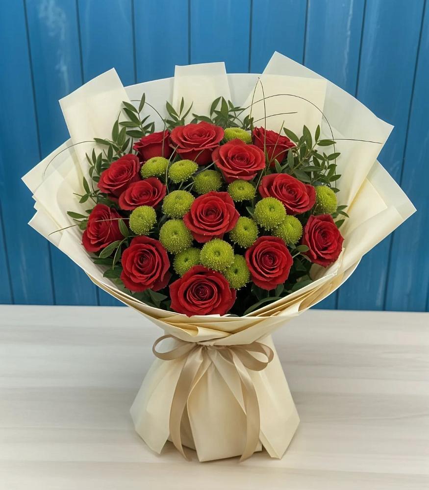 Букет Стихотворение в Нижнем Новгороде Букет цветов из: Розы и Хризантемы в Нижнем Новгороде