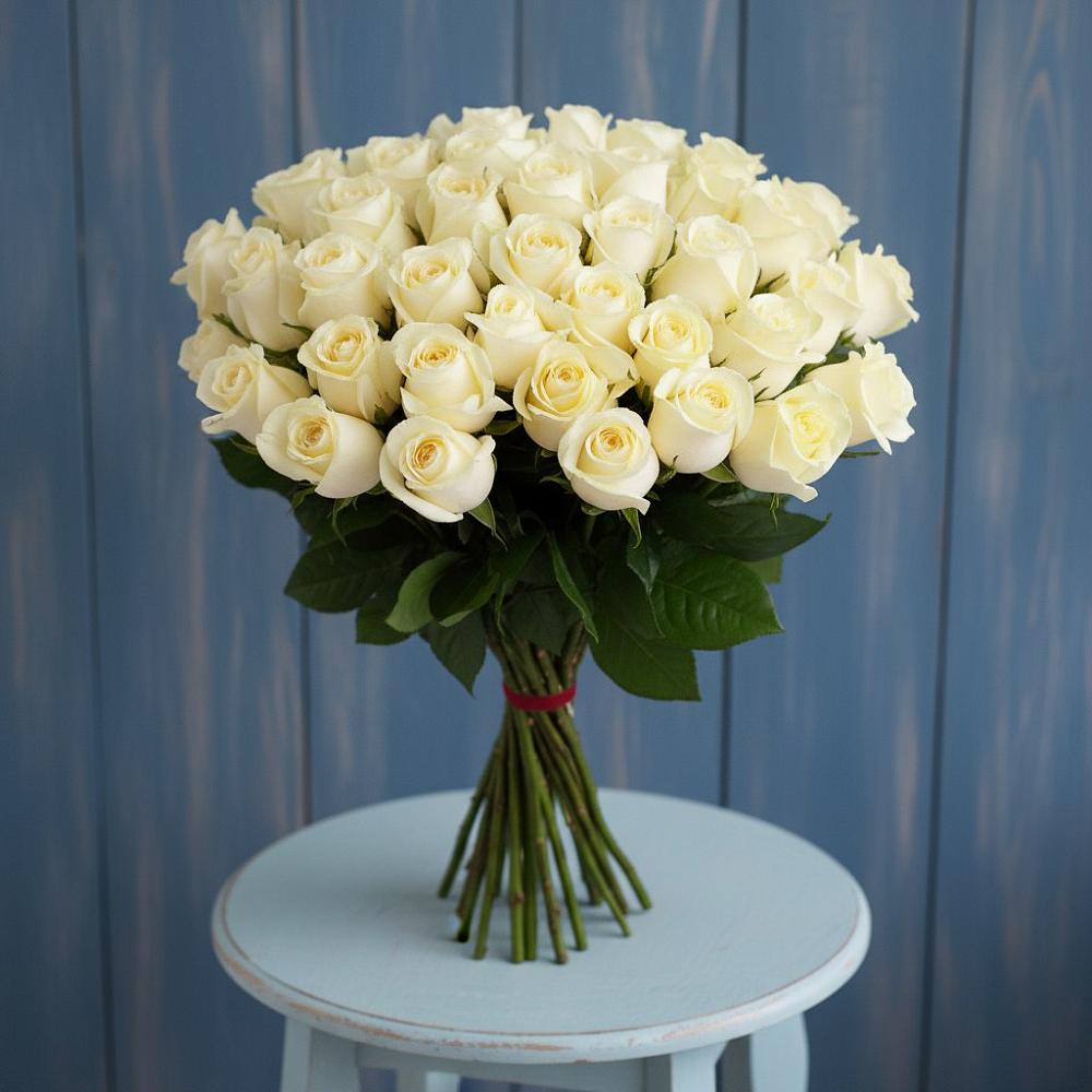 Букет 51 Белая роза Эдлесс Лав в Нижнем Новгороде