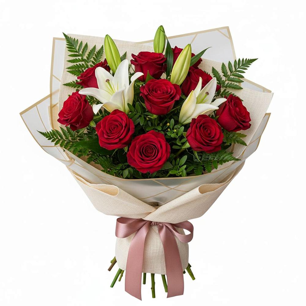 Букет цветов из: Лилии и Розы в Нижнем Новгороде