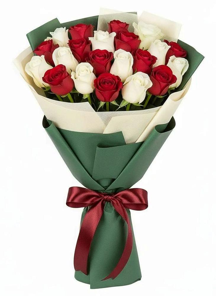 Микс из красных и белых роз в Нижнем Новгороде Букет Микс из красных и белых роз в Нижнем Новгороде