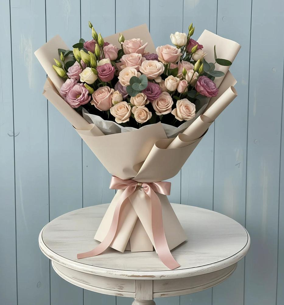 Букет цветов из: Розы и Лизиантусы в Нижнем Новгороде