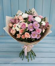 Букет цветов из:  Хризантемы, Розы и Альстромерии в Нижнем Новгороде