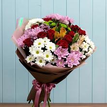 Букет цветов из:  Розы, Хризантемы и Альстромерии в Нижнем Новгороде