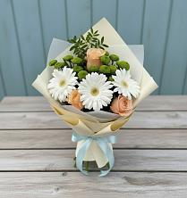 Букет цветов из:  Герберы, Розы и Хризантемы в Нижнем Новгороде