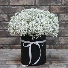 Цветочная композиция из Гипсофила в шляпной коробке в Нижнем Новгороде
